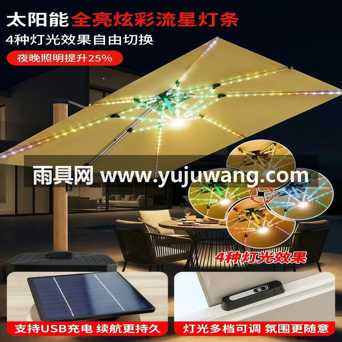 武汉雨具网·户外遮阳伞庭院伞露天阳台别墅花园大太阳伞棚商用室外摆摊罗马伞·产品图3