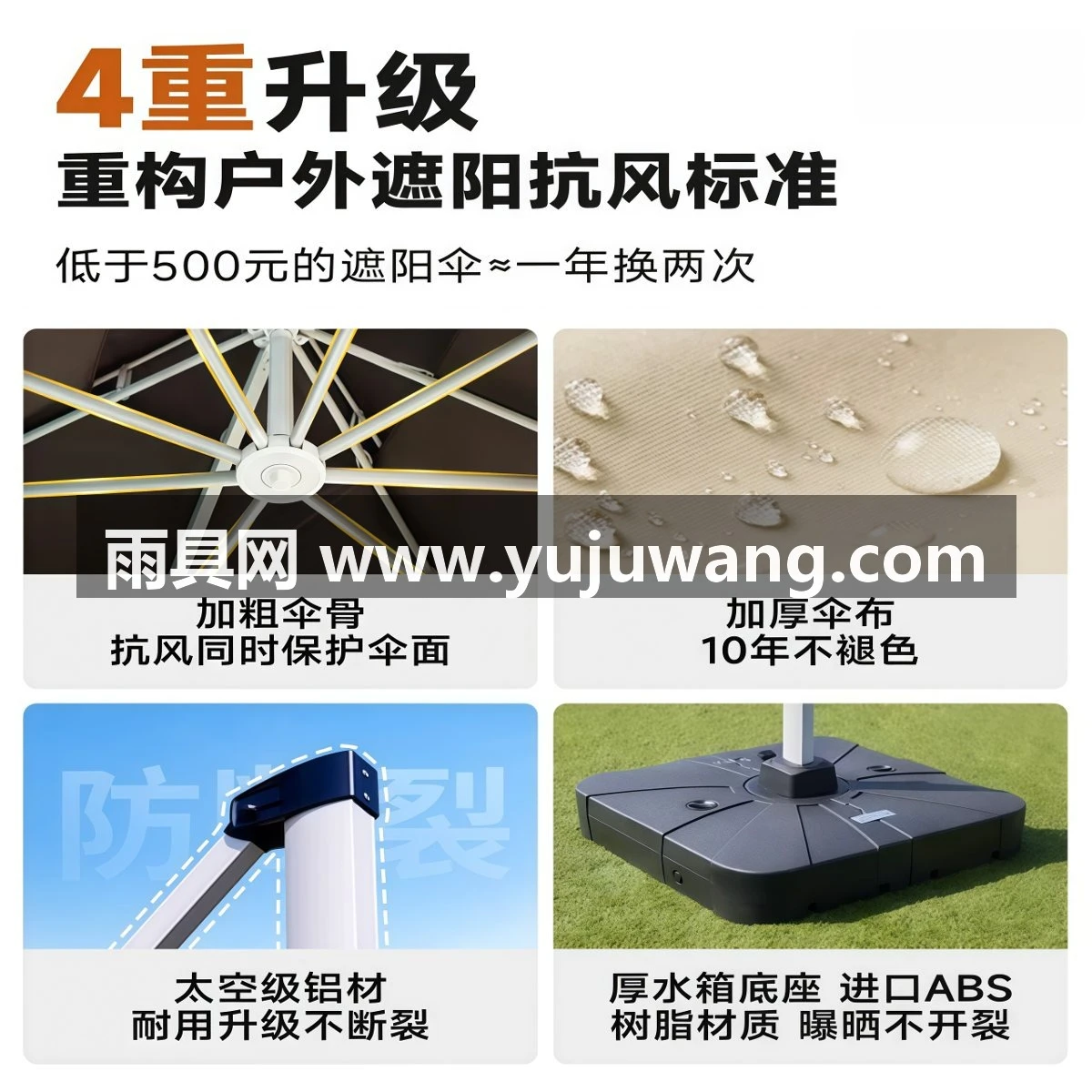 武汉雨具网·户外遮阳伞庭院伞室外天台别墅花园露台大太阳伞棚商用摆摊罗马伞·产品图2