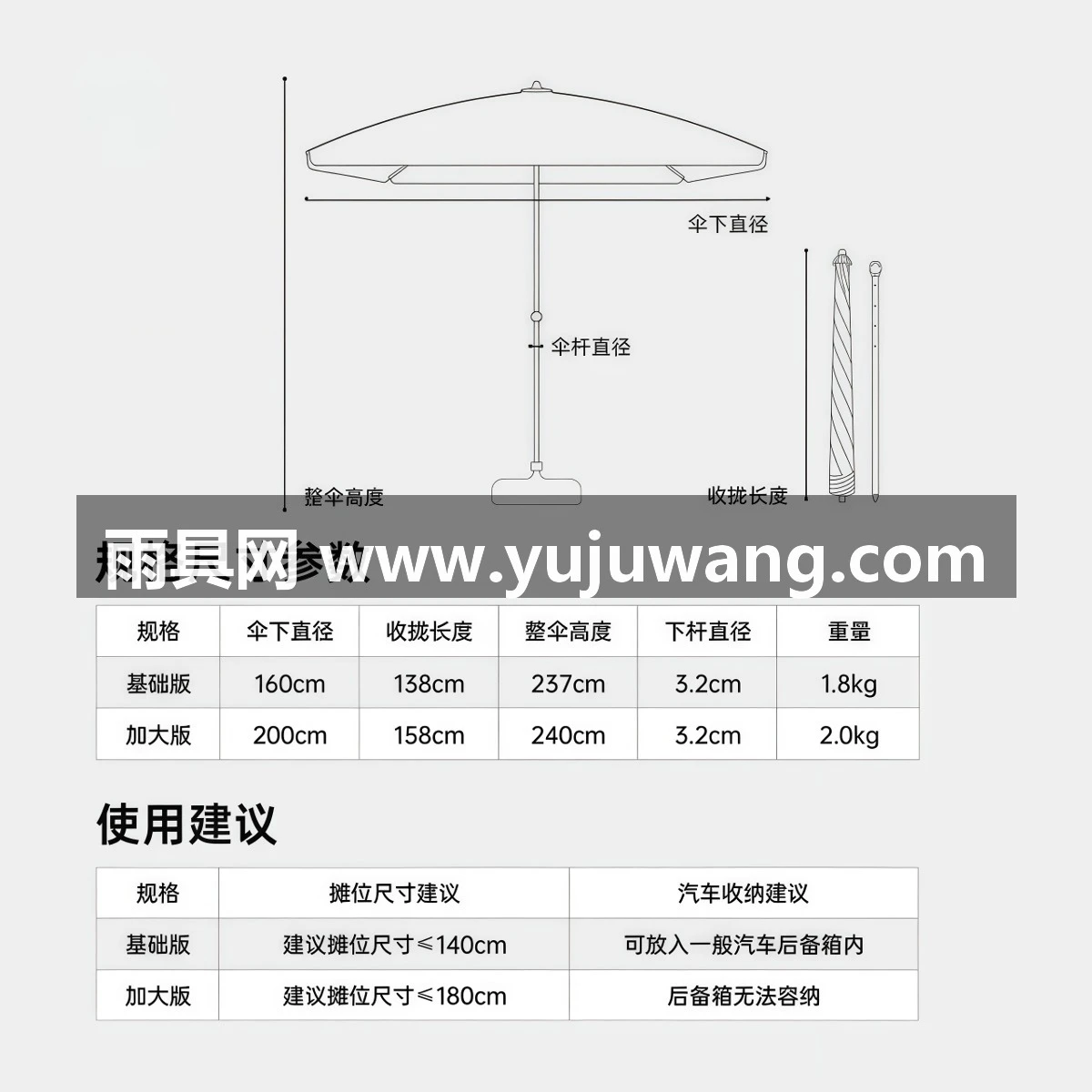 武汉雨具网·摆摊专用太阳伞 带可拆卸围布 户外露营防晒雨伞适配小推车·产品图6