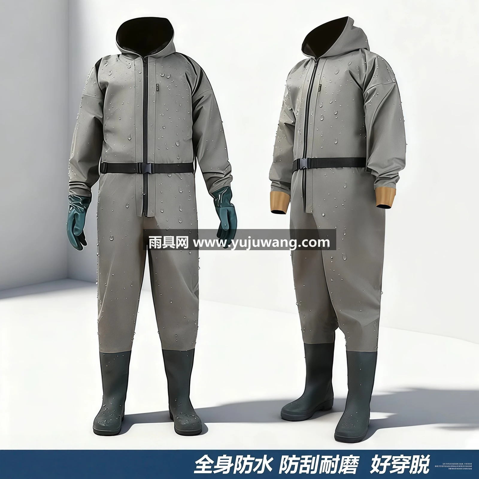 武汉雨具网·全身防水服捕鱼撒网挖藕防水轻便耐磨防滑鞋连体雨衣·产品图6