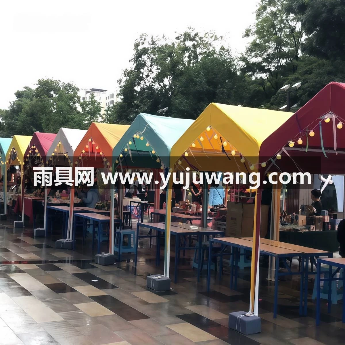 武汉雨具网·户外遮阳蓬雨棚广告帐篷摆摊用夜市四脚伞遮雨防疫应急篷房·产品图3