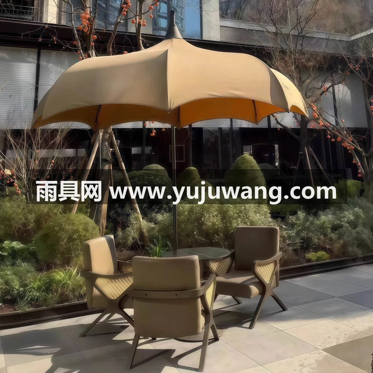 武汉雨具网·咖啡厅售楼处园林景观户外不锈钢遮阳伞酒店花园别墅民宿太阳伞·产品图6