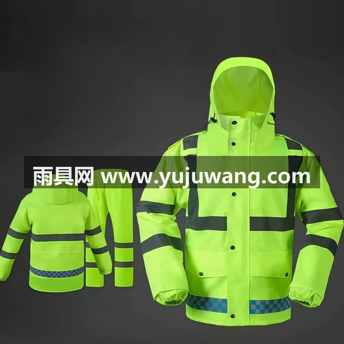 武汉雨具网·反光雨衣雨裤套装男款分体加厚全身防暴雨交通执勤环卫工人防雨服·产品图5