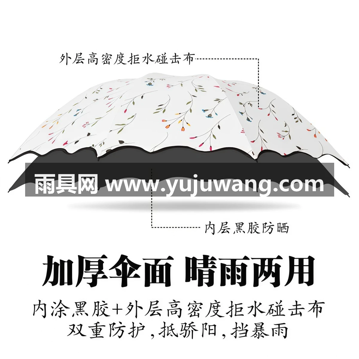 武汉雨具网·雨伞女晴雨两用大号太阳伞高颜值黑胶防晒防紫外线遮阳伞女生折叠·产品图5