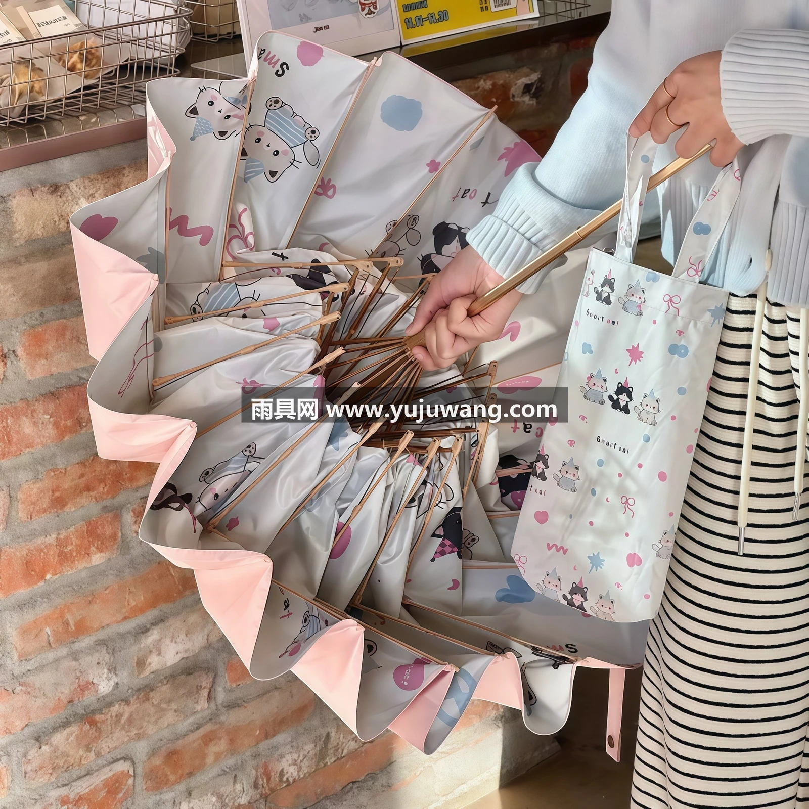 武汉雨具网·可爱猫咪16骨加大防晒晴雨伞两用女学生防紫外线遮阳伞折叠太阳伞·产品图6