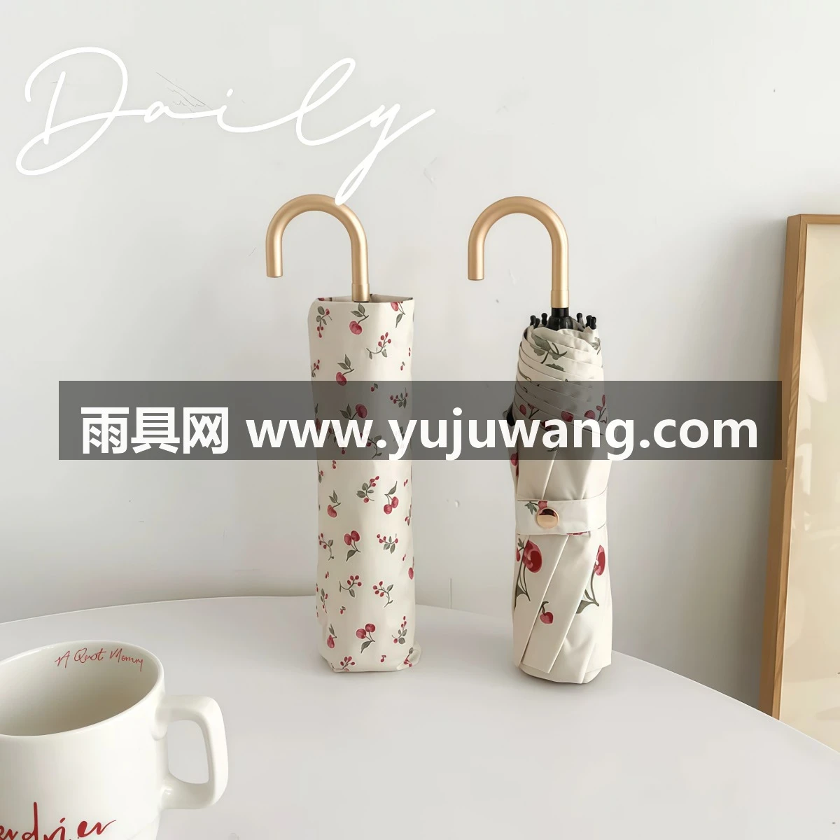 武汉雨具网·复古弯钩太阳伞防晒防紫外线便携黑胶小巧折叠遮阳手动晴雨两用·产品图2
