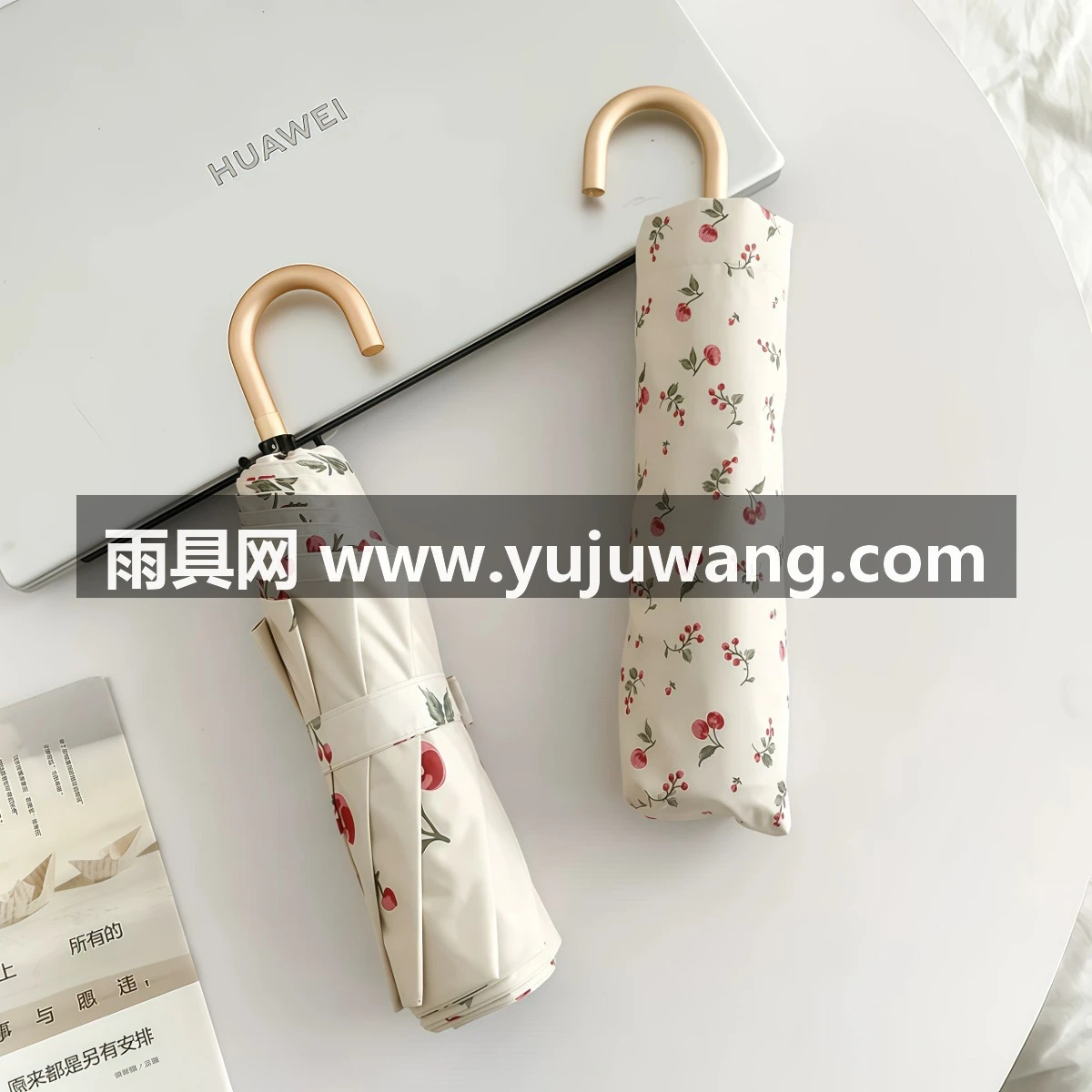 武汉雨具网·复古弯钩太阳伞防晒防紫外线便携黑胶小巧折叠遮阳手动晴雨两用·产品图5