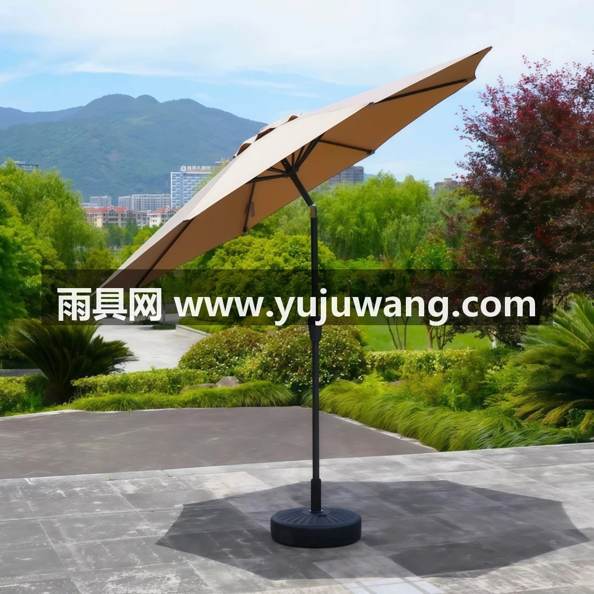 武汉雨具网·户外遮阳伞花园休闲中柱伞大型露营庭院半边伞室外咖啡厅摆摊桌椅·产品图4