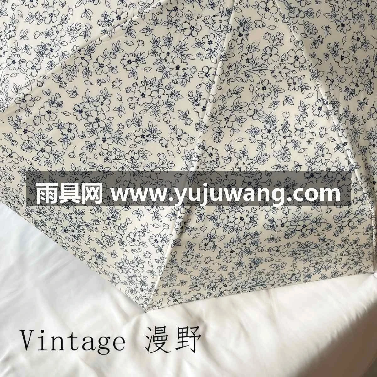 武汉雨具网·复古碎花弯柄晴雨伞两用防晒防紫外线小巧便携手动加大太阳伞遮阳·产品图5