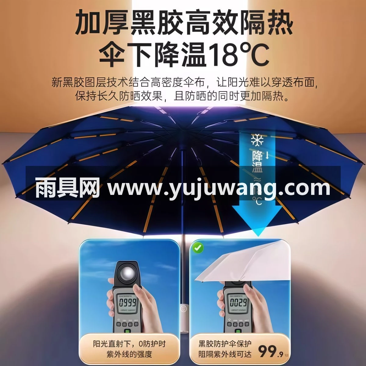 武汉雨具网·全自动雨伞女晴雨两用加大号加固折叠防晒防紫外线遮阳伞男太阳伞·产品图2