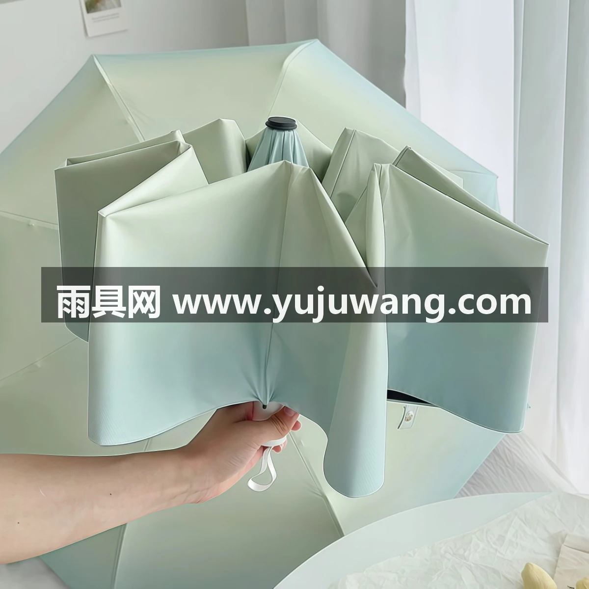 武汉雨具网·海盐蓝渐变雨伞太阳伞晴雨两用黑胶防晒防紫外线遮阳伞自动女ins·产品图5