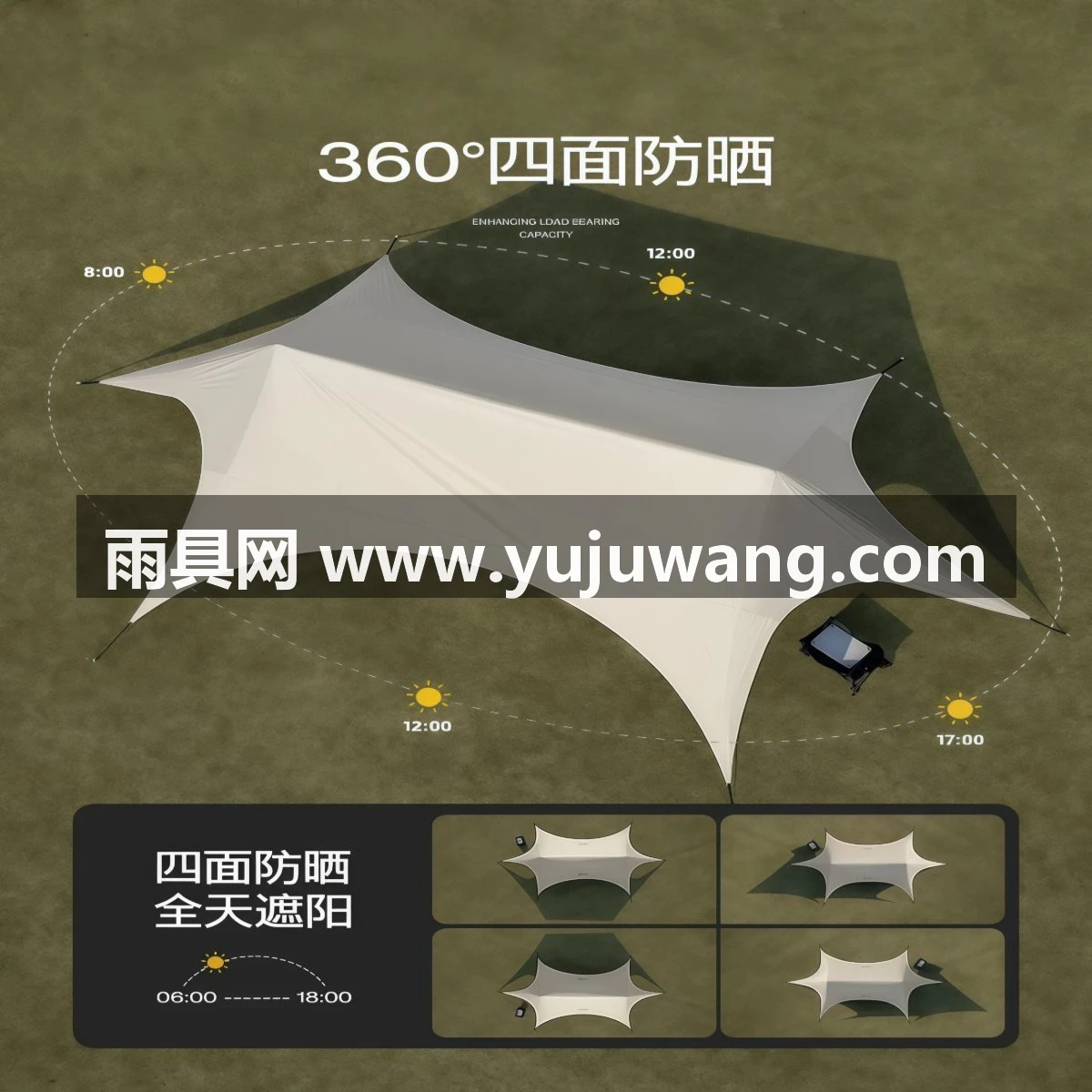 武汉雨具网·可定制黑胶天幕帐篷户外桌椅露营六件套懒人免搭遮阳速开天幕·产品图3