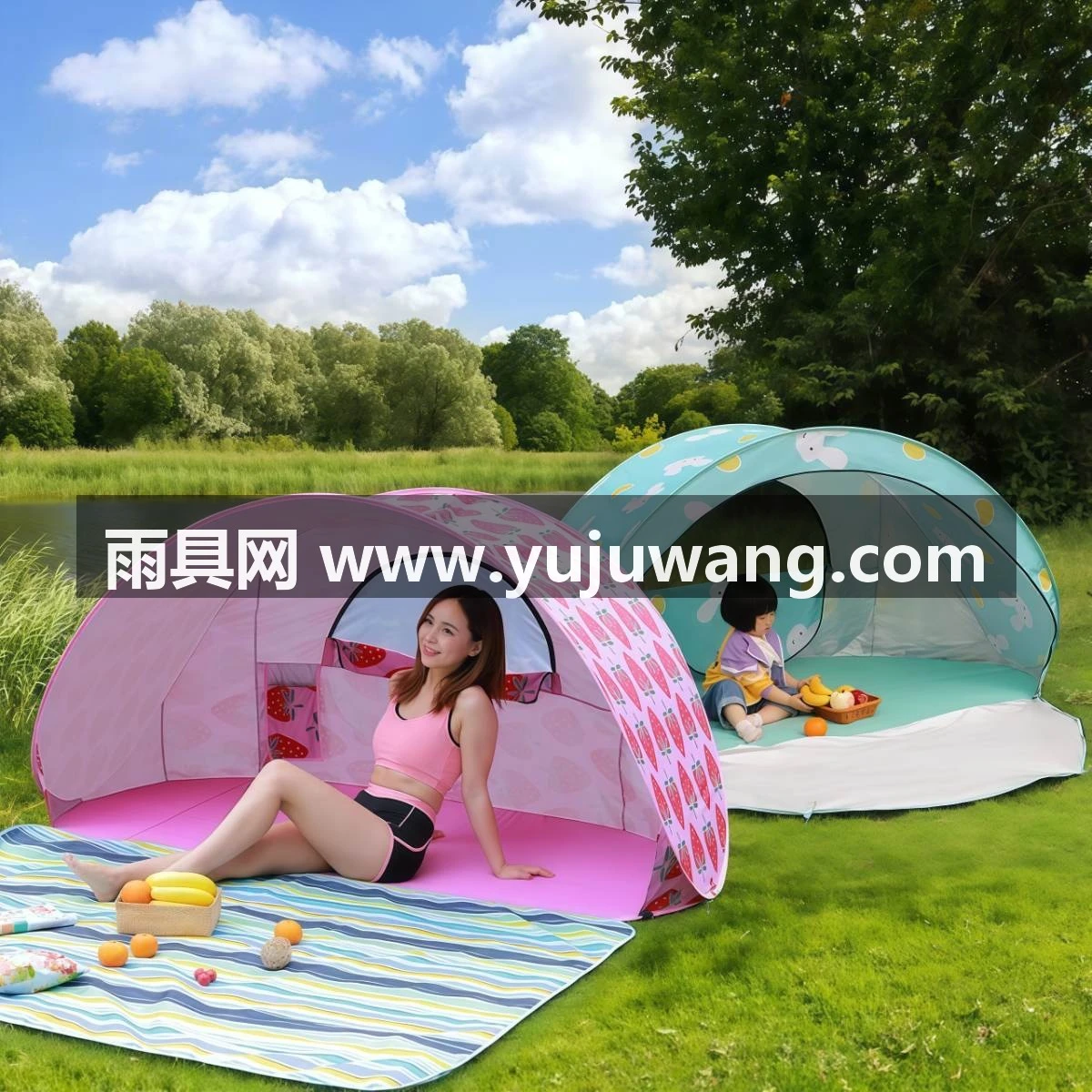 户外全自动沙滩帐篷海边遮阳防晒风雨折叠速开钓鱼棚儿童便携加大