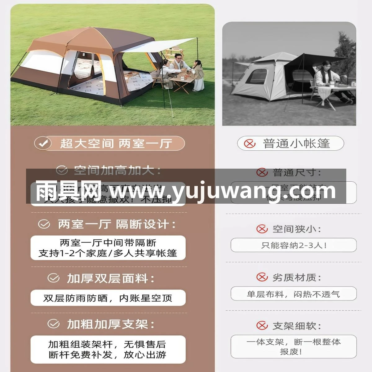 武汉雨具网·帐篷户外露营专业用品公园野餐野营过夜便携式折叠大号防晒·产品图5
