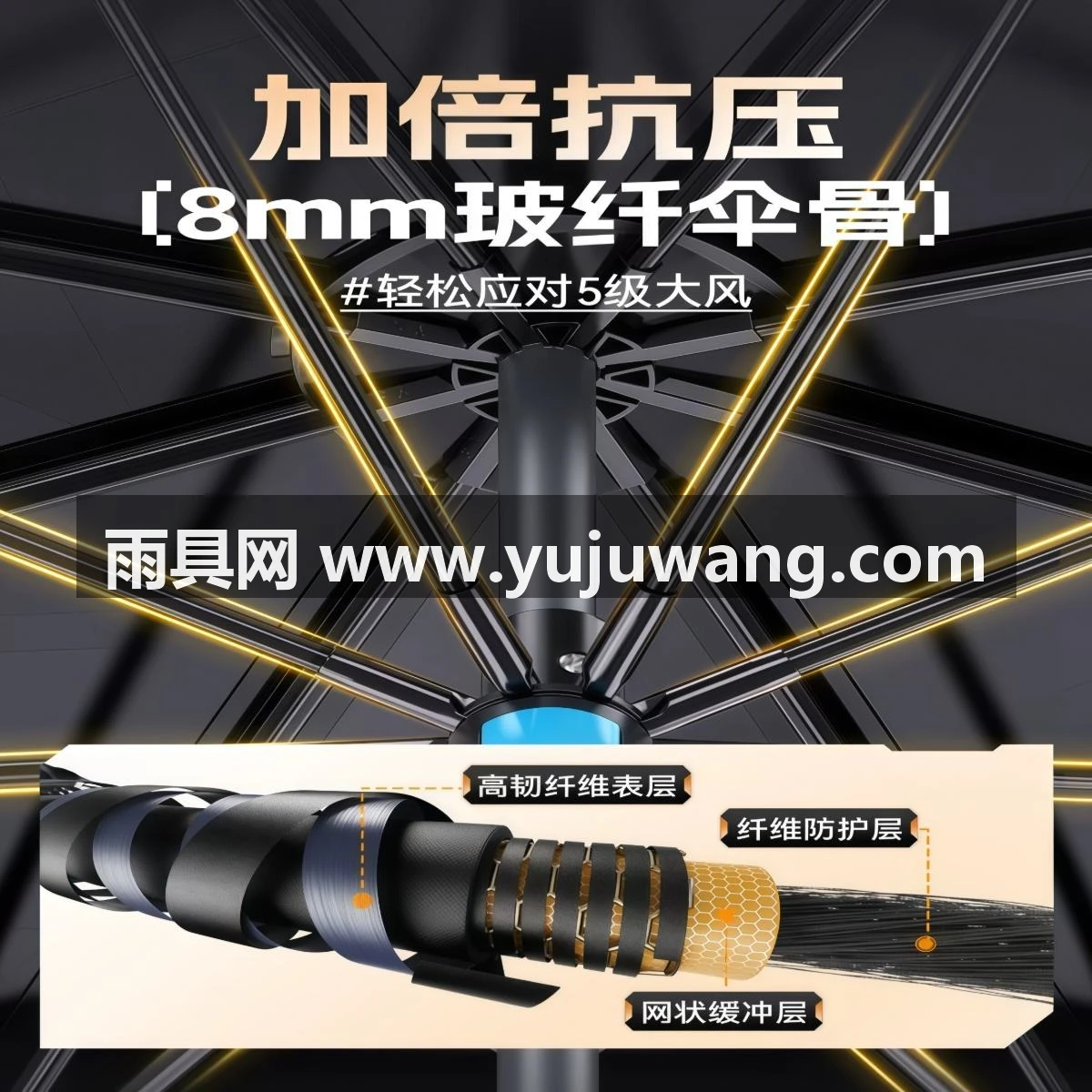 武汉雨具网·钓鱼伞大钓伞2026新款户外专用雨伞新型拐杖防晒露营遮阳伞·产品图6