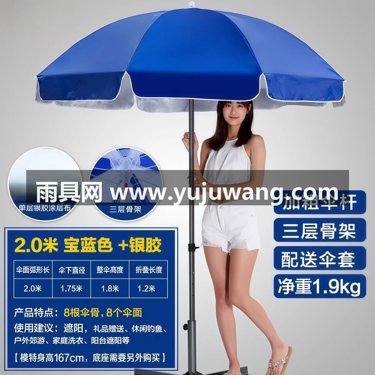 武汉雨具网·遮阳伞大型户外摆摊专用太阳伞大雨伞做生意商用广告伞庭院伞·产品图3