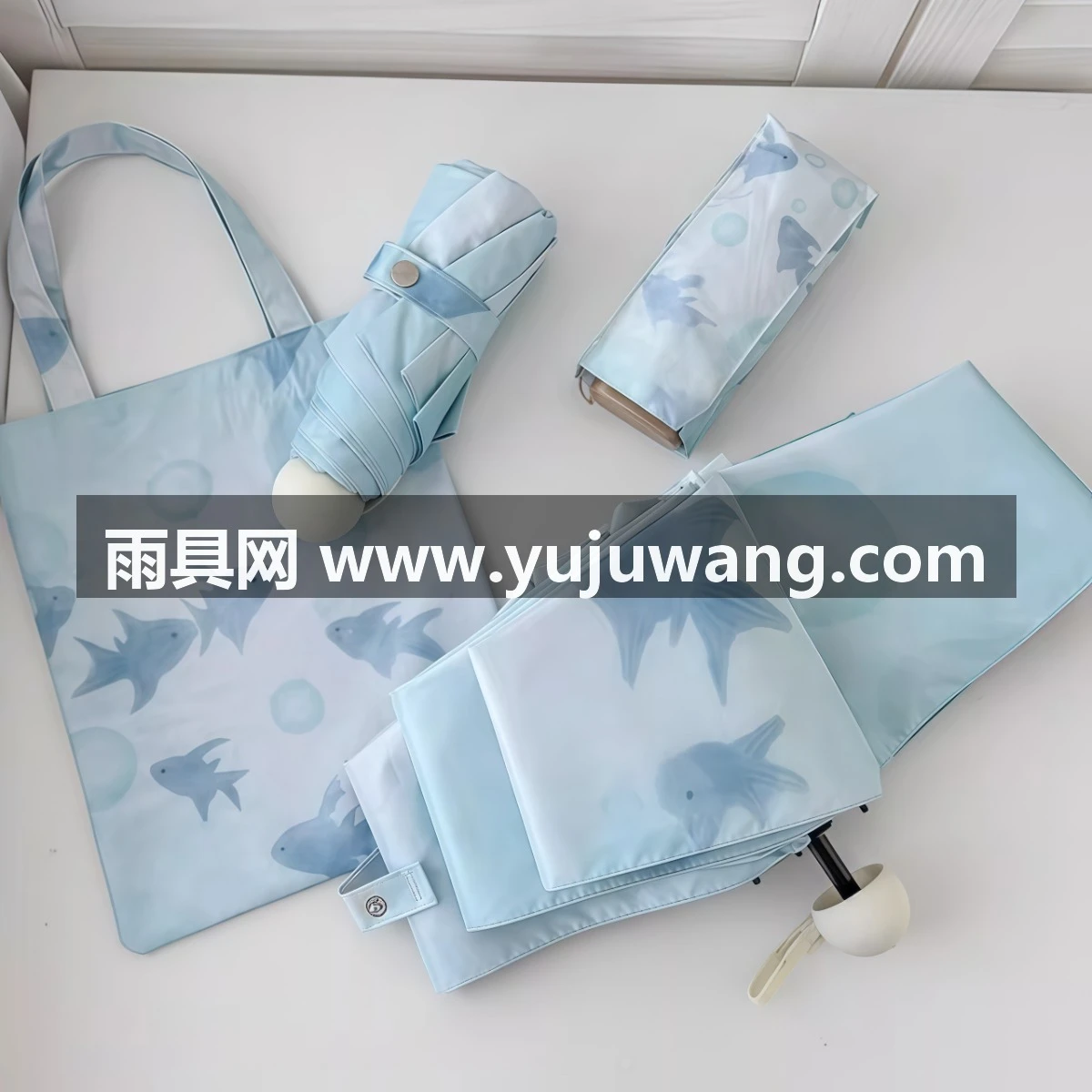 武汉雨具网·创新自在小鱼仔太阳伞小巧防晒防紫外线女黑胶晴雨伞两用自动遮阳·产品图2