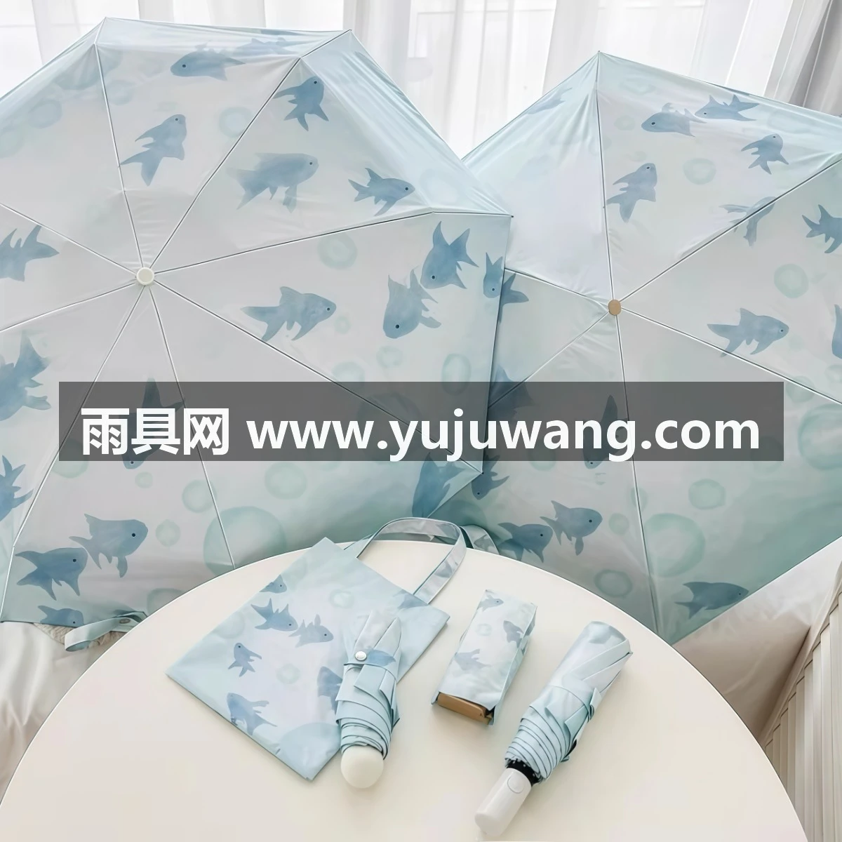 武汉雨具网·创新自在小鱼仔太阳伞小巧防晒防紫外线女黑胶晴雨伞两用自动遮阳·产品图4
