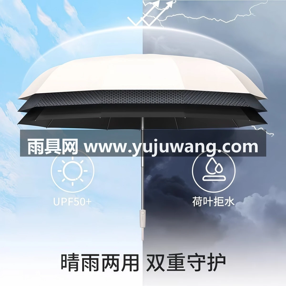武汉雨具网·全自动雨伞大号女男士晴雨两用学生加大双人加固防晒防紫外线加厚·产品图2