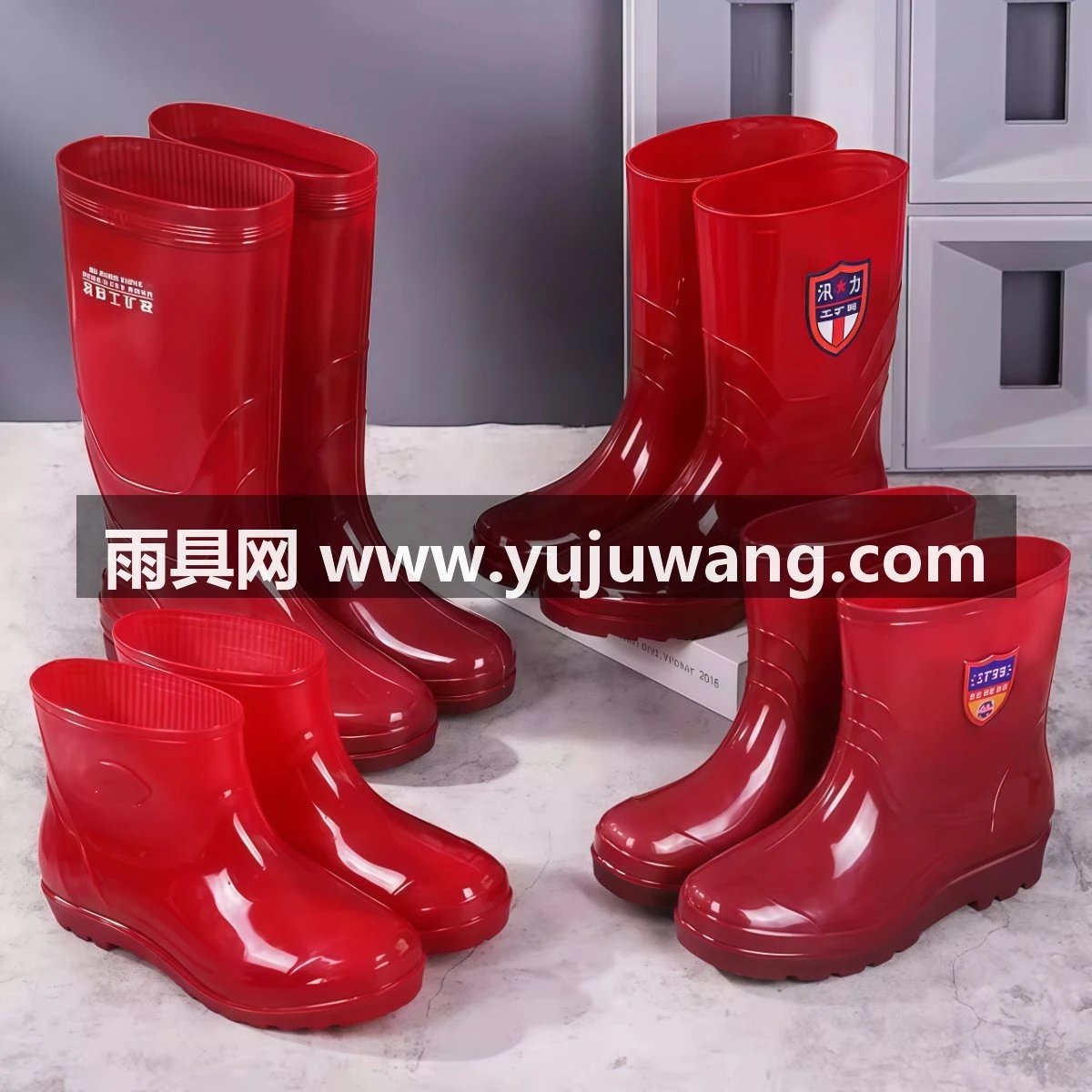 武汉雨具网·无内里布男士雨鞋高筒牛筋耐磨防滑套鞋厨房防油短筒水鞋中筒雨靴·产品图2