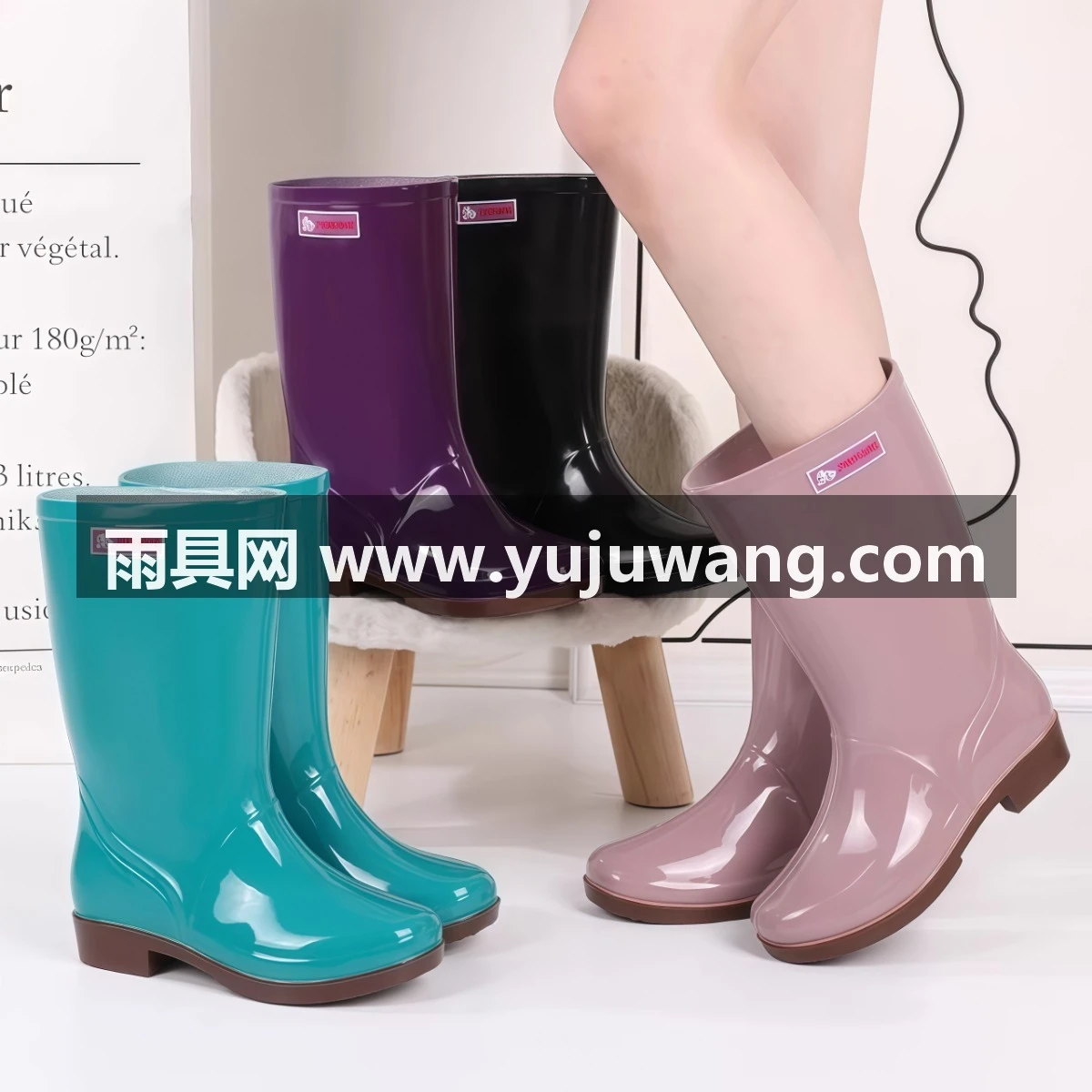 武汉雨具网·雨鞋女款高筒雨靴女士水鞋防水防滑加绒保暖时尚水靴劳保工作胶鞋·产品图2