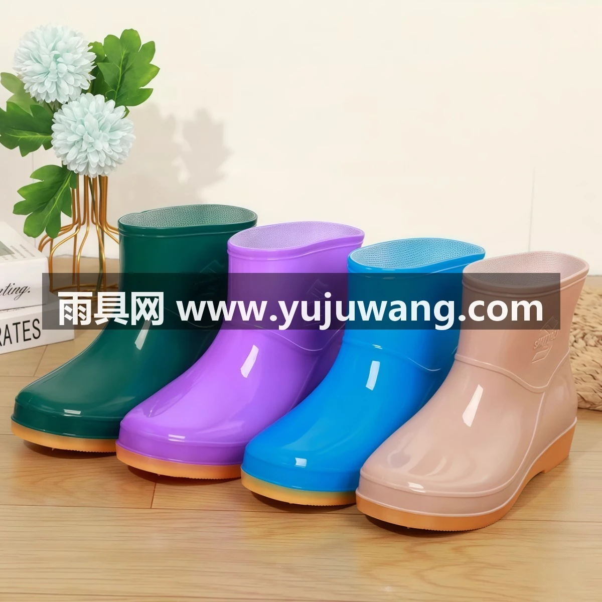 雨鞋女短筒春秋休闲韩版加棉保暖可拆洗车厨房厚底浅口低帮水靴女