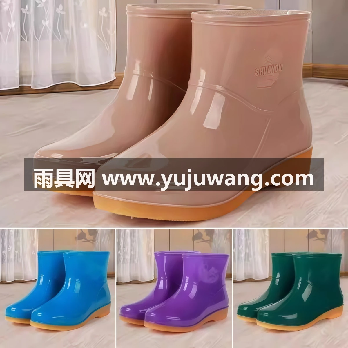 武汉雨具网·雨鞋女短筒春秋休闲韩版加棉保暖可拆洗车厨房厚底浅口低帮水靴女·产品图4