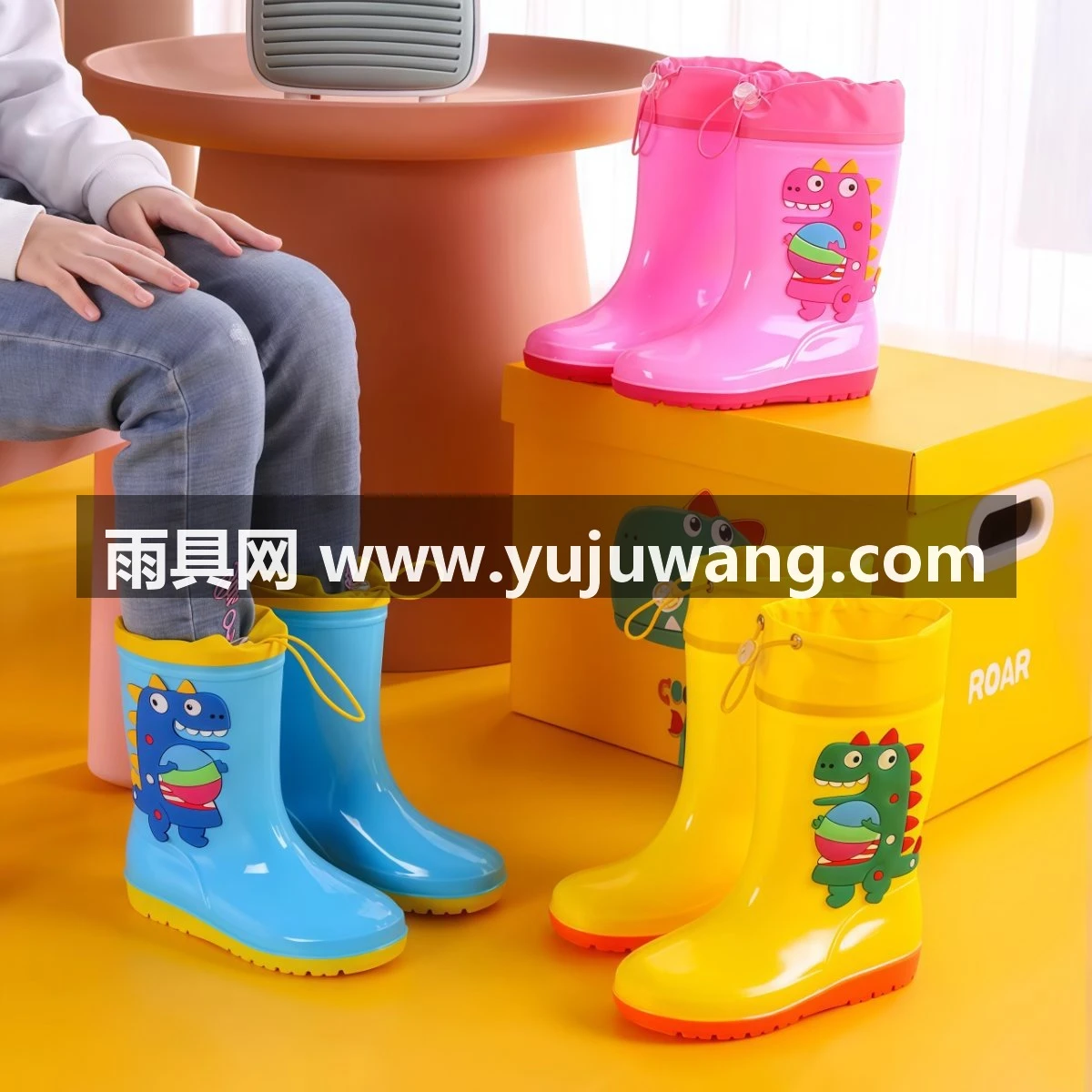 武汉雨具网·1-16岁儿童高筒雨鞋恐龙卡通水靴防滑软底防水鞋男童女童幼儿胶鞋·产品图3