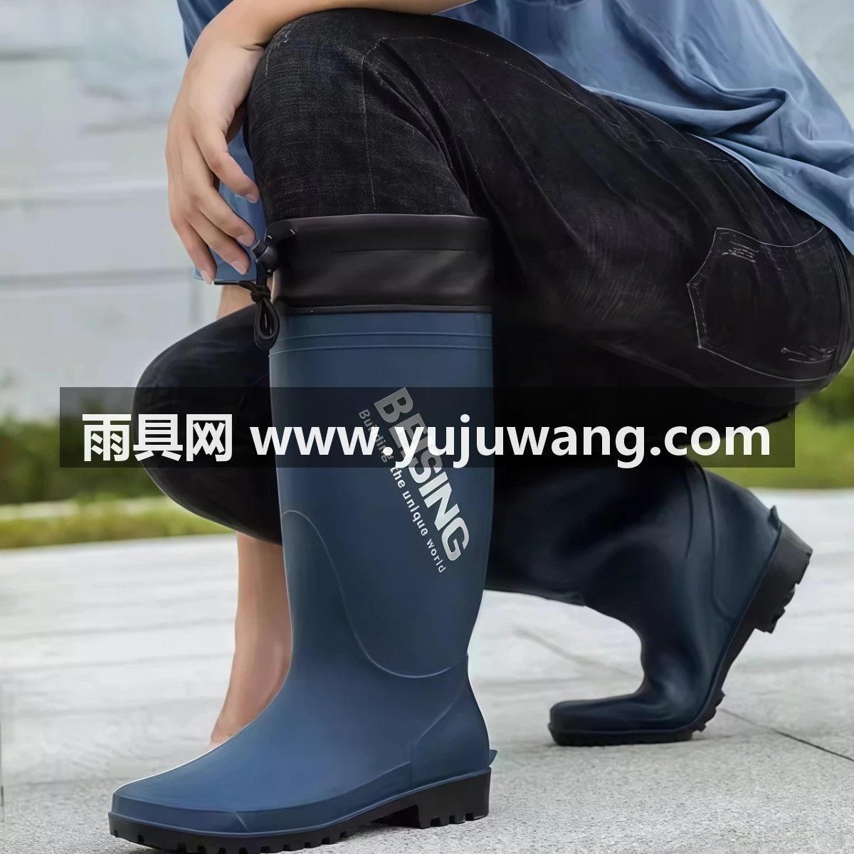 武汉雨具网·英伦雨鞋男款2026新款防滑胶鞋外卖骑手水靴长高筒钓鱼雨靴防水鞋·产品图3