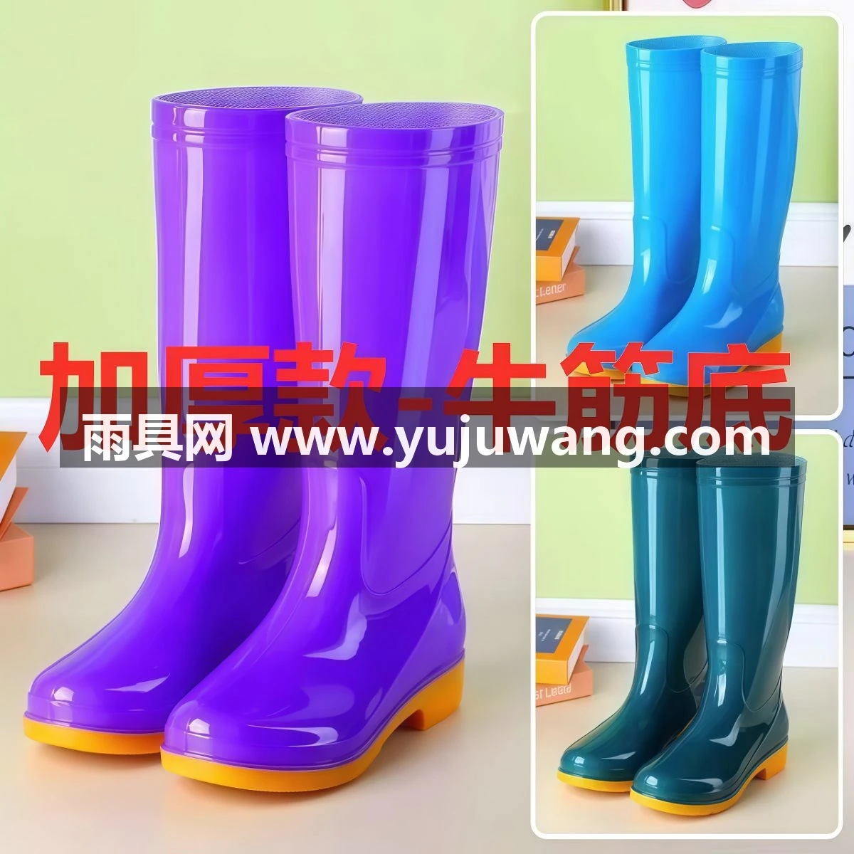 武汉雨具网·水鞋女高筒防水防滑鞋厨房胶鞋长筒雨靴保暖中筒雨鞋冬特价耐磨·产品图2
