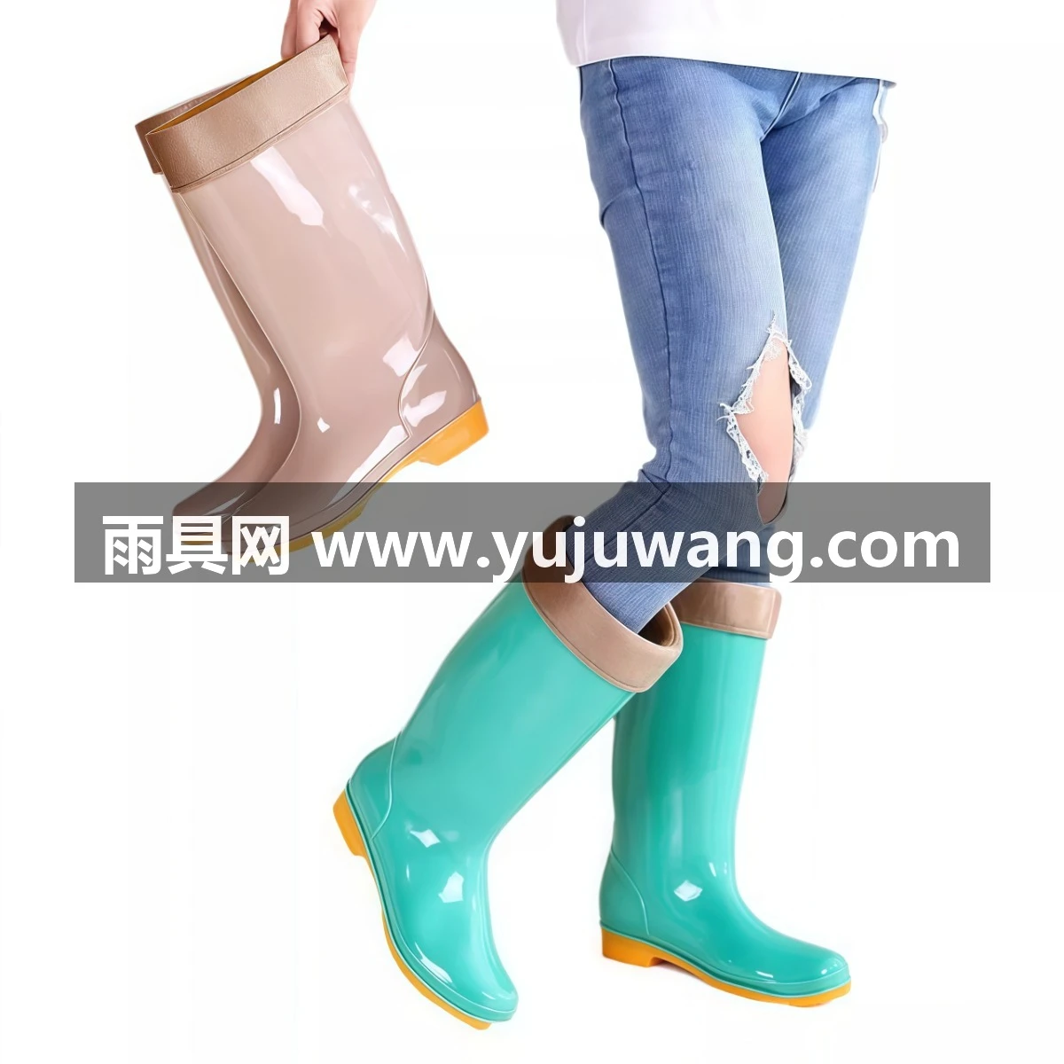 武汉雨具网·水鞋女高筒防水防滑鞋厨房胶鞋长筒雨靴保暖中筒雨鞋冬特价耐磨·产品图6