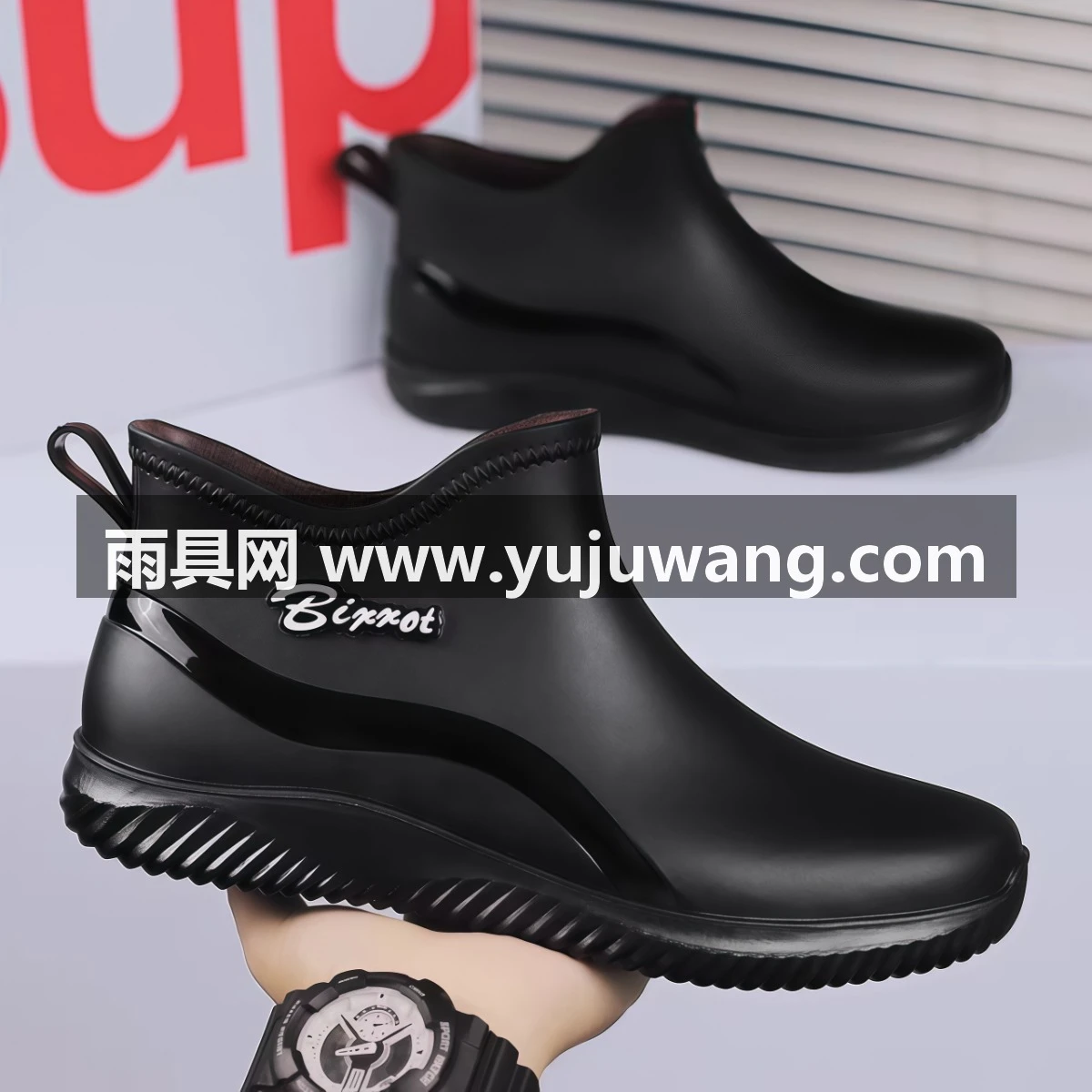 武汉雨具网·雨鞋男款春季厨房厨师工作劳保骑手雨天钓鱼防滑防水加绒胶鞋水鞋·产品图2