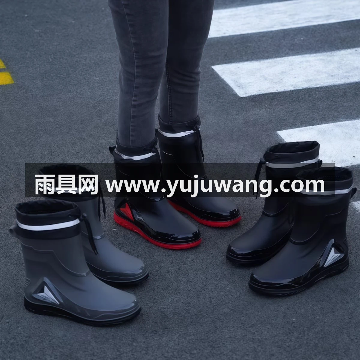 武汉雨具网·雨鞋男款防水束口钓鱼轻便水鞋绒套保暖防滑胶鞋平底外卖骑手雨靴·产品图5