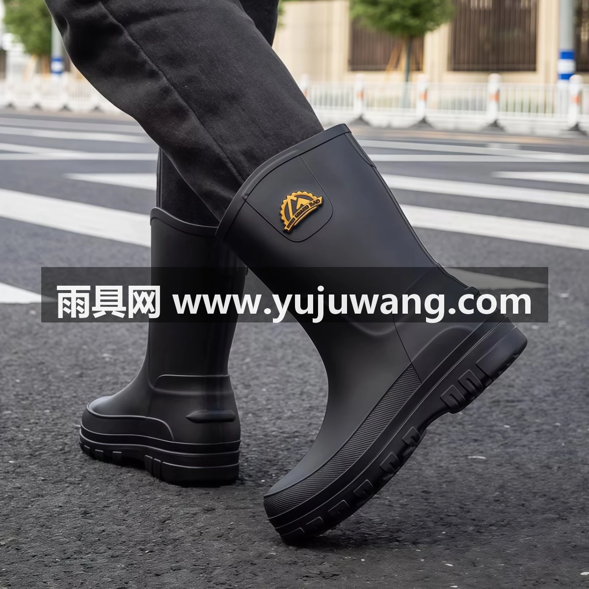 德系中筒雨鞋男款防滑防水中筒雨靴秋冬加棉洗车工作胶鞋钓鱼水鞋