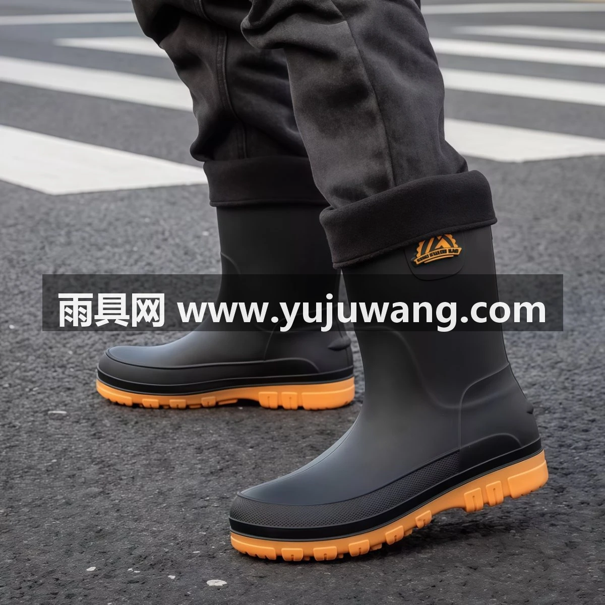 武汉雨具网·德系中筒雨鞋男款防滑防水中筒雨靴秋冬加棉洗车工作胶鞋钓鱼水鞋·产品图4