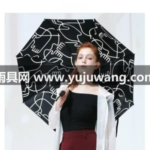 武汉全自动晴雨伞防晒防紫外线两用创意五折叠黑胶太阳伞女厂家