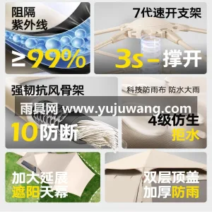 涤纶 · 玻璃钢 · 哑光PE防水布 武汉本地大型雨具供应链供货帐篷天幕二合一 图4