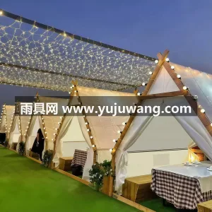 涤纶外账 · 牛津布帐底 · 品质防腐木 定制网红户外三角帐篷星空火锅餐饮烧烤天台餐厅防雨景