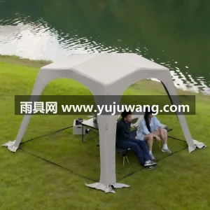 钛黑胶抗撕裂格子牛津布 · 钛银胶抗撕裂 本款钛黑胶自动充气穹顶天幕帐篷，由武汉本 图4