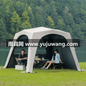钛黑胶抗撕裂格子牛津布 · 钛银胶抗撕裂 本款钛黑胶自动充气穹顶天幕帐篷，由武汉本 图5