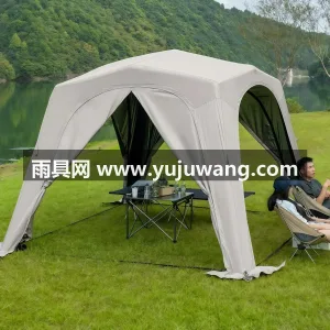 钛黑胶抗撕裂格子牛津布 · 钛银胶抗撕裂 本款钛黑胶自动充气穹顶天幕帐篷，由武汉本 图6