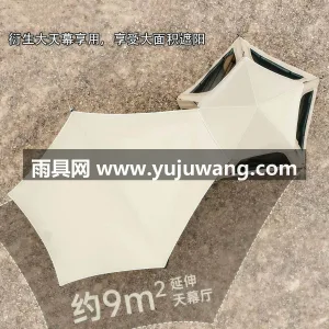 210D涂银牛津布 · 玻璃纤维实心杆 本款户外折叠天幕帐篷二合一产品，由武汉本 图3