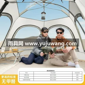 210D涂银牛津布 · 玻璃纤维实心杆 本款户外折叠天幕帐篷二合一产品，由武汉本 图4