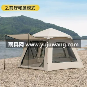 210D涂银牛津布 · 玻璃纤维实心杆 本款户外折叠天幕帐篷二合一产品，由武汉本 图6