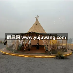 刀刮布 · PVC张拉膜 · 钢管立柱 本款印第安金字塔大草帽帐篷由武汉本土大型 图3