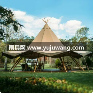 刀刮布 · PVC张拉膜 · 钢管立柱 本款印第安金字塔大草帽帐篷由武汉本土大型 图5