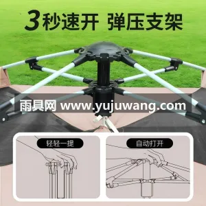 涂银牛津布 · 弹压式玻纤自动架杆 本款黑胶防晒天幕帐篷二合一产品，由武汉本 图3