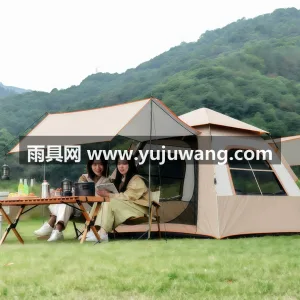 涂银牛津布 · 弹压式玻纤自动架杆 本款黑胶防晒天幕帐篷二合一产品，由武汉本 图6