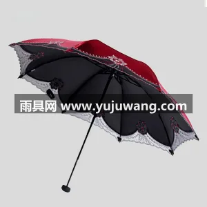 黑胶布料 · 全钢伞架 · 环形钢筘 武汉大型雨具源头供应链供货黑胶蕾丝晴雨伞 图6