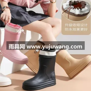 PVC材质 · 升级收缩设计 武汉大型雨具源头供应链供货女款中筒雨鞋， 图3